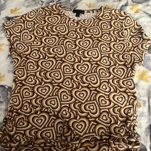 Heart Patterned Brown Top
